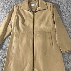 Lew Magram Collection Leather‎ Jacket Trench Duster Women's M Tan Vintage EVC